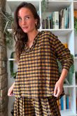 Bibi Gingham Frill Neck Shirt Ochre